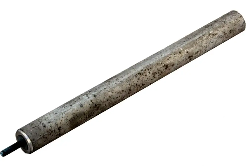 Metallstange mit einem Gewinde an einem Ende, die zur Verwendung als Schutzanode in Heizsystemen dient, hergestellt von der Marke Wolf.